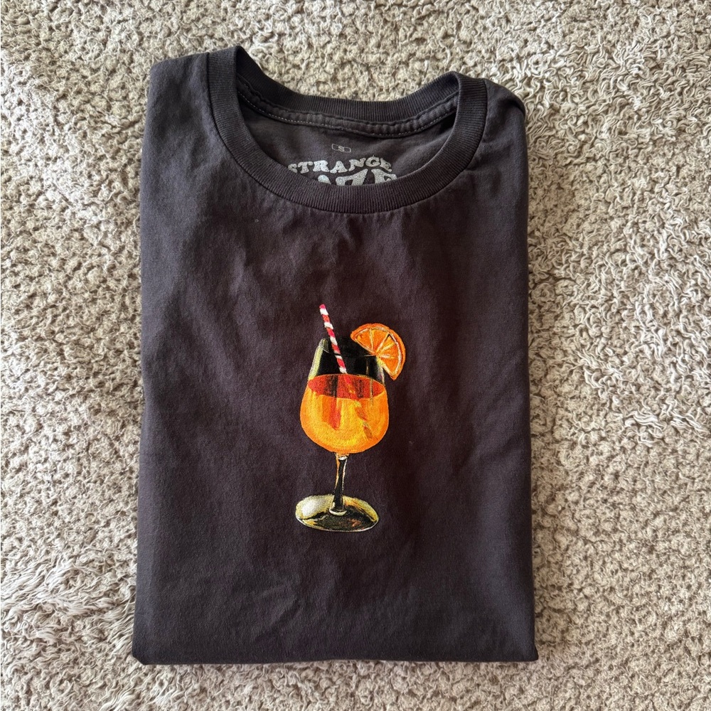 Black Graphic Cocktail Crewneck T-Shirt